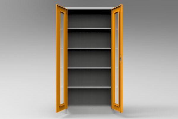 195 lik Camlı Dosya Dolabı Gri – Sarı